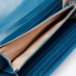 Pre Owned Givenchy Teal Leather Pandora Flap Continental Wallet