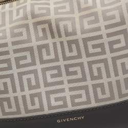 Pre Owned   Givenchy White/Grey Signature Canvas and Leather Hobo