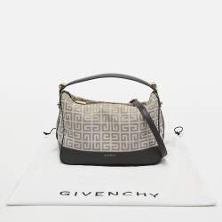 Pre Owned   Givenchy White/Grey Signature Canvas and Leather Hobo