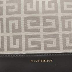 Pre Owned   Givenchy White/Grey Signature Canvas and Leather Hobo