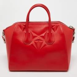 Pre Owned Givenchy Orange Leather Medium Antigona Satchel 