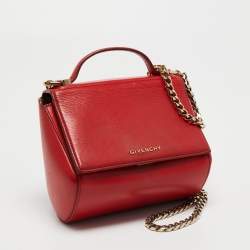 Givenchy Red Leather Mini Pandora Box Crossbody Bag