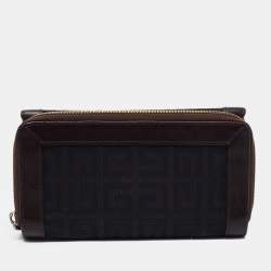 Pre Owned Givenchy Black/Brown Signature Canvas and Leather Continental Wallet
