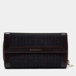 Pre Owned Givenchy Black/Brown Signature Canvas and Leather Continental Wallet