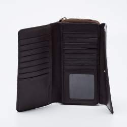 Pre Owned Givenchy Black/Brown Signature Canvas and Leather Continental Wallet