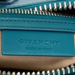 Pre Owned Givenchy Teal Blue Patent and Leather Mini Antigona Satchel