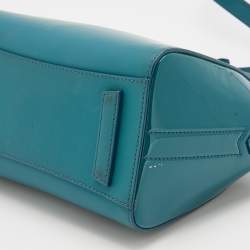 Pre Owned Givenchy Teal Blue Patent and Leather Mini Antigona Satchel