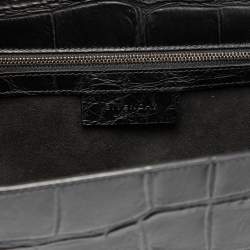 Pre Owned Givenchy Black Croc Embossed Leather Chain Detail Shoulder Bag
