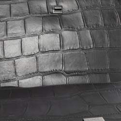 Pre Owned Givenchy Black Croc Embossed Leather Chain Detail Shoulder Bag