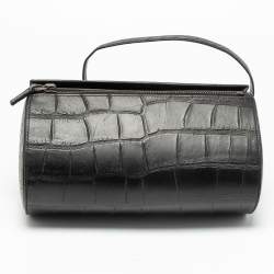 Pre Owned Givenchy Black Croc Embossed Leather Chain Detail Shoulder Bag