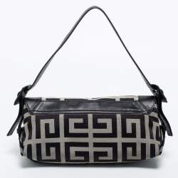 Pre Owned Givenchy Black Canvas and Leather Shoulder Bag