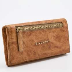Pre Owned Givenchy Brown Two-Tone Leather Flap Continental Wallet