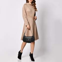 Givenchy Black Nylon and Leather Buckle Flap Hobo