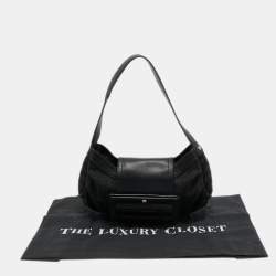 Givenchy Black Nylon and Leather Buckle Flap Hobo