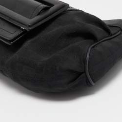 Givenchy Black Nylon and Leather Buckle Flap Hobo