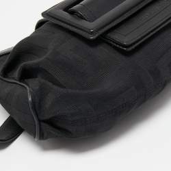 Givenchy Black Nylon and Leather Buckle Flap Hobo
