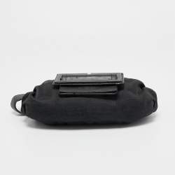 Givenchy Black Nylon and Leather Buckle Flap Hobo