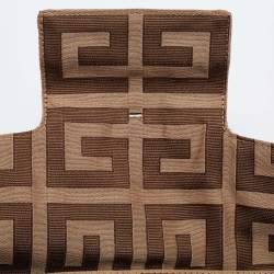 Pre Owned Givenchy Brown Zucca Canvas and Leather Trimmed Baguette