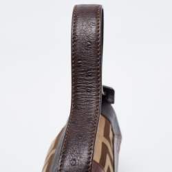 Pre Owned Givenchy Brown Zucca Canvas and Leather Trimmed Baguette