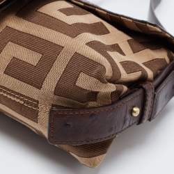Pre Owned Givenchy Brown Zucca Canvas and Leather Trimmed Baguette