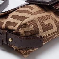 Pre Owned Givenchy Brown Zucca Canvas and Leather Trimmed Baguette