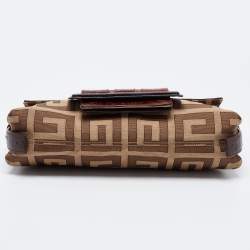 Pre Owned Givenchy Brown Zucca Canvas and Leather Trimmed Baguette