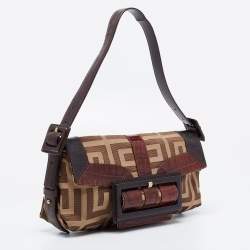 Pre Owned Givenchy Brown Zucca Canvas and Leather Trimmed Baguette