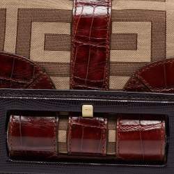 Pre Owned Givenchy Brown Zucca Canvas and Leather Trimmed Baguette