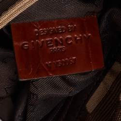 Pre Owned Givenchy Brown Zucca Canvas and Leather Trimmed Baguette