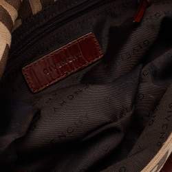 Pre Owned Givenchy Brown Zucca Canvas and Leather Trimmed Baguette