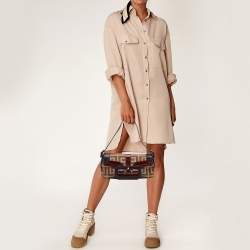 Pre Owned Givenchy Brown Zucca Canvas and Leather Trimmed Baguette