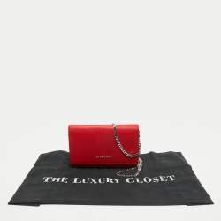 Pre Owned Givenchy Red Leather  Pandora Wallet on Chain