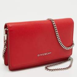 Pre Owned Givenchy Red Leather  Pandora Wallet on Chain