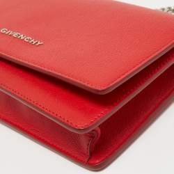 Pre Owned Givenchy Red Leather  Pandora Wallet on Chain
