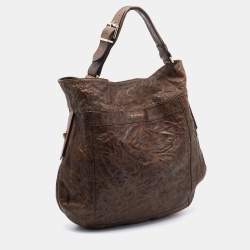 Pre Owned Givenchy Dark Brown Distressed Leather Hobo