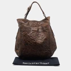 Pre Owned Givenchy Dark Brown Distressed Leather Hobo