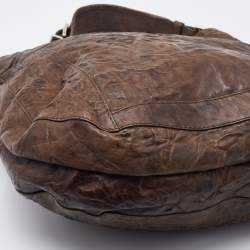Pre Owned Givenchy Dark Brown Distressed Leather Hobo