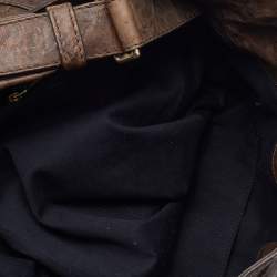 Pre Owned Givenchy Dark Brown Distressed Leather Hobo