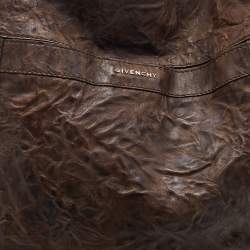 Pre Owned Givenchy Dark Brown Distressed Leather Hobo