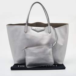 Pre Owned Givenchy Metallic Silver Leather Large Antigona Shopper Tote