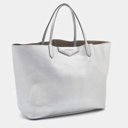 Pre Owned Givenchy Metallic Silver Leather Large Antigona Shopper Tote