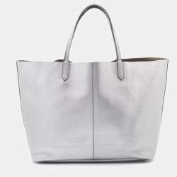 Pre Owned Givenchy Metallic Silver Leather Large Antigona Shopper Tote
