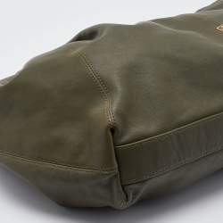 Pre Owned Givenchy Olive Green/Brown Leather Oversized Hobo