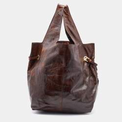 Pre Owned Givenchy Brown Patent Leather Hobo