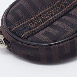 Pre Owned Givenchy Brown Signature Fabric Coin Purse