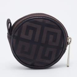 Pre Owned Givenchy Brown Signature Fabric Coin Purse