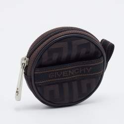 Pre Owned Givenchy Brown Signature Fabric Coin Purse
