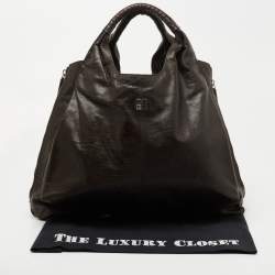 Pre Owned Givenchy Brown Ostrich(Leg) and Leather Elschia Billy Sac Hobo