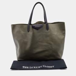Pre Owned Givenchy Olive Green Leather Large Antigona Shopper Tote