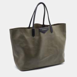 Pre Owned Givenchy Olive Green Leather Large Antigona Shopper Tote